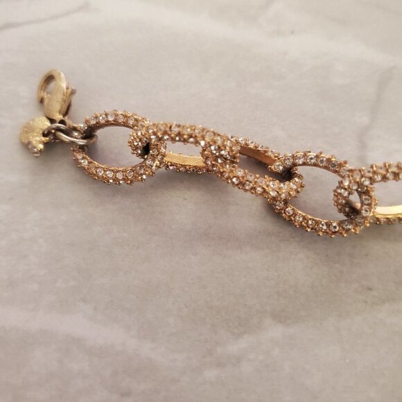 ✨💖 J.Crew Gold Rhinestone Pave Iconic Classic Link Bracelet 💖✨ - Picture 6 of 10